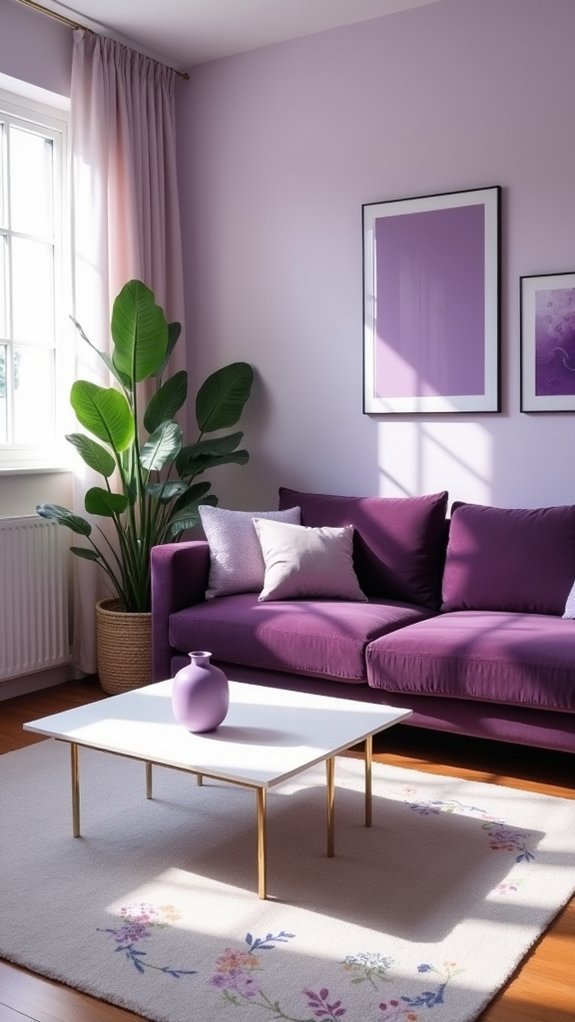 Soft Lavender Roolm 18 Purple Living Room Color Palettes From Soft Lavender to Deep Plum