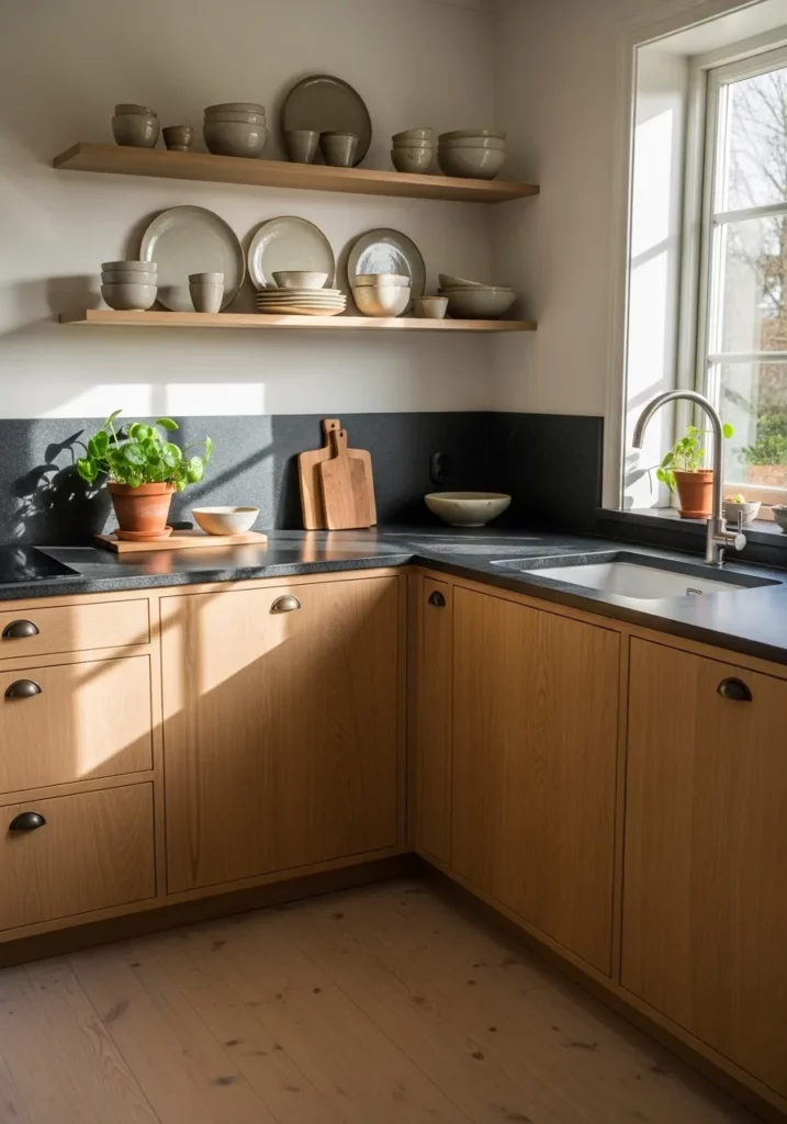 19 Polished Light Kitchen Cabinets With Dark Countertops That Brighten ...
